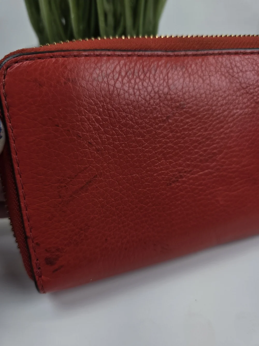 Michael Kors Red Orange Zip Wristlet Wallet